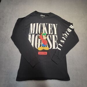 Mickey Mouse T Shirt Womens S Black Long Sleeve Graphic Y2K Graphic